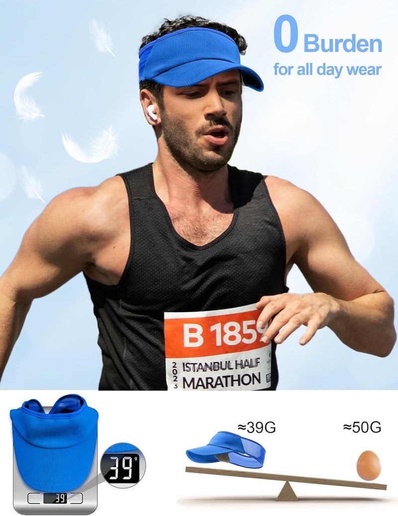 vidsel Sport Sun-Visor Hat Men Women Summer UV Protection, Lightweight Cooling Golf Running Tennis Sweat-Band Cap - Image 4